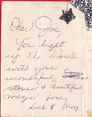 A note from Joe's Mom